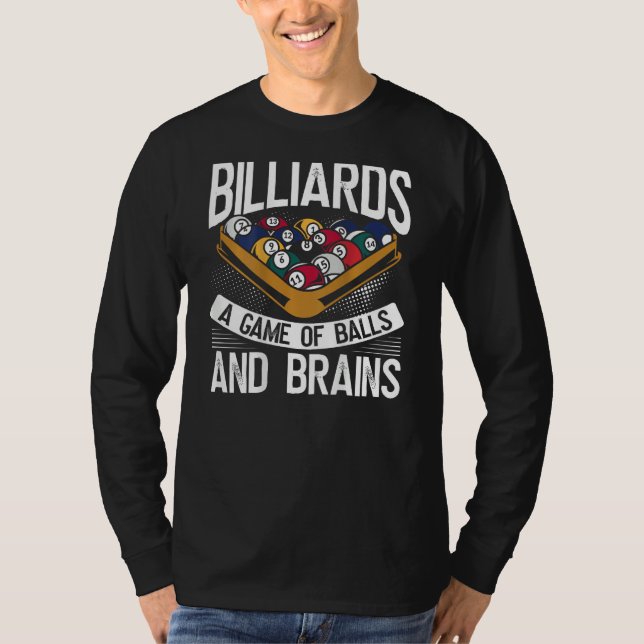 T-shirt Billiards A Game Of Balls And Brains Backprint Poo (Devant)