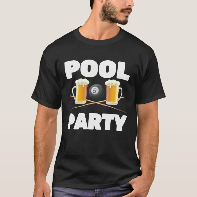 T-shirt Billiards  Pool Party  Snooker Player  Beer  Bar P (Devant)