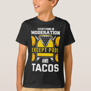 T-shirt Billiards Shirt Joke Taco Lover Billiards Pool Pla
