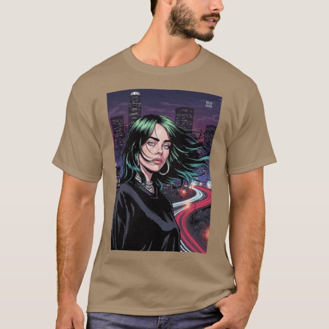 T-shirt Billie Eilish Comic Art gift friends (Devant)
