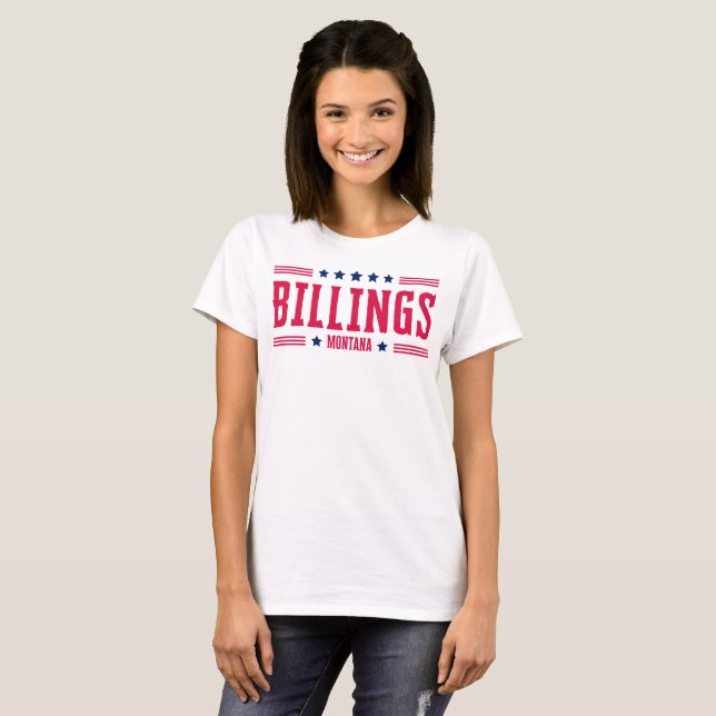 T-shirt BILLINGS MONTANA Étoiles & rayures (Devant entier)