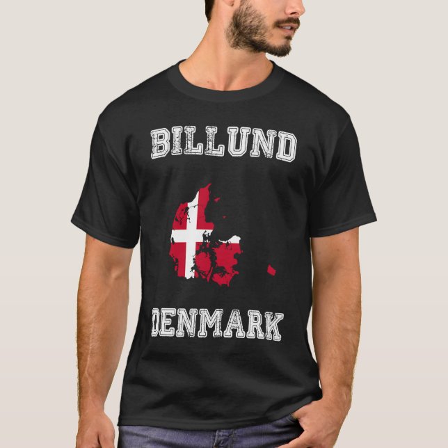 T-shirt Billund Denmark Vintage Denmark Flag Map (Devant)