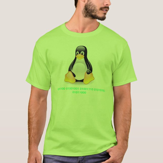 T-shirt Binaire de Linux Tux (Devant)