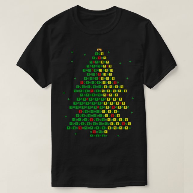 T-shirt Binary Code Christmas Tree Programmateur Informati (Design devant)