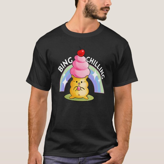 T-shirt Bing Chilling Glace Crème Hamster Mème Dank Viral  (Devant)