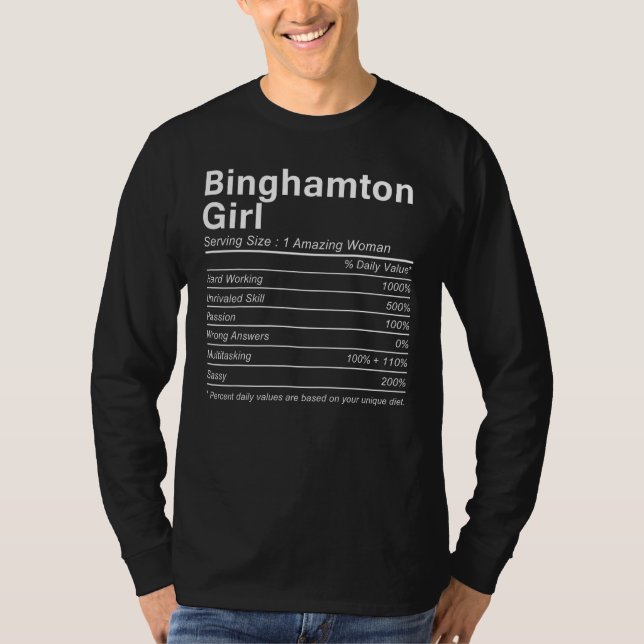T-shirt BINGHAMTON GIRL NY NEW YORK Nutrition Facts  City  (Devant)