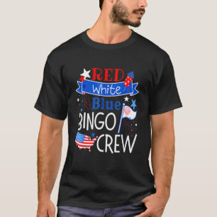 T-shirt Bingo Crew Rouge Bleu Bleu Américain Fourchette pa