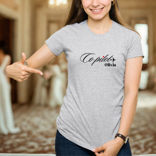 T-shirt Binôme Pilote Copilote Avion Personnalisé 