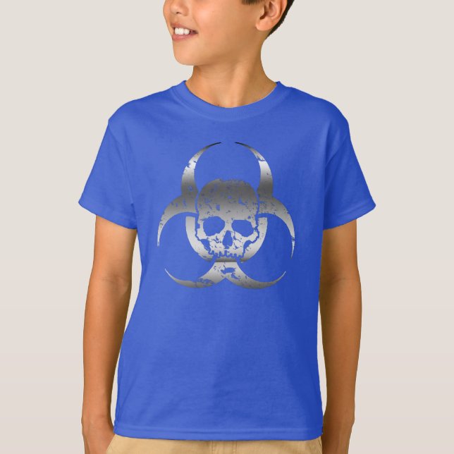 T-shirt Biohazard et Crâne Argent et Gris (Devant)