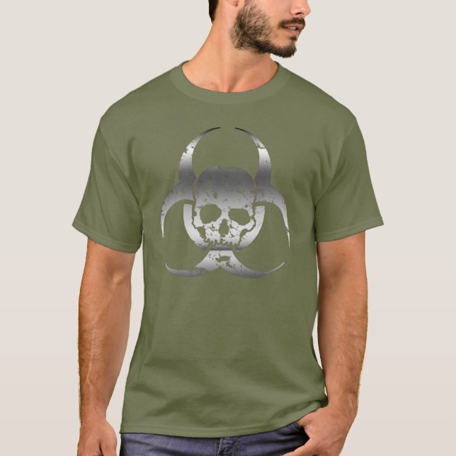 T-shirt Biohazard et Crâne Argent et Gris (Devant)