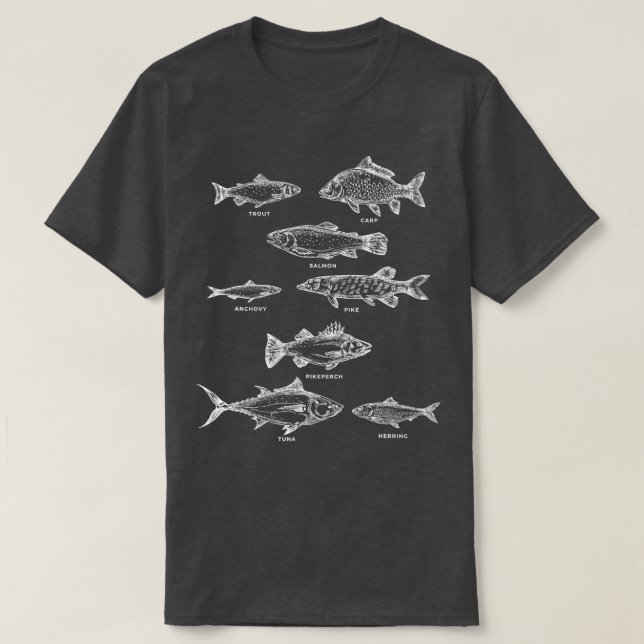 T-shirt Biologie Espèces de poissons d'animaux de mer Pêch (Design devant)