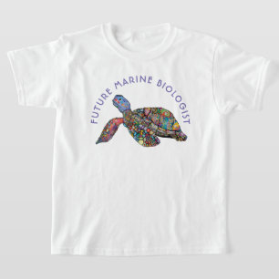 T-shirt Biologiste de la marine de l'avenir Turtle arc-en-