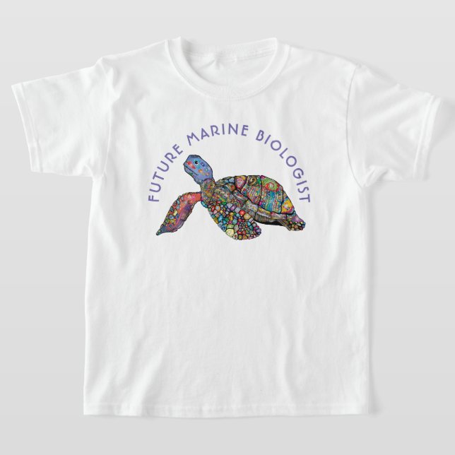T-shirt Biologiste de la marine de l'avenir Turtle arc-en- (Poser)