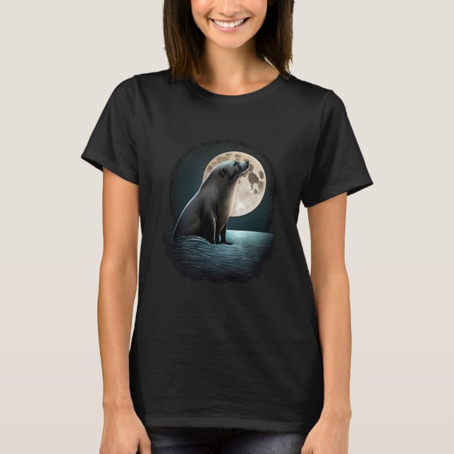 T-shirt Biologiste marin de la lune Sea Lion Seal (Devant)