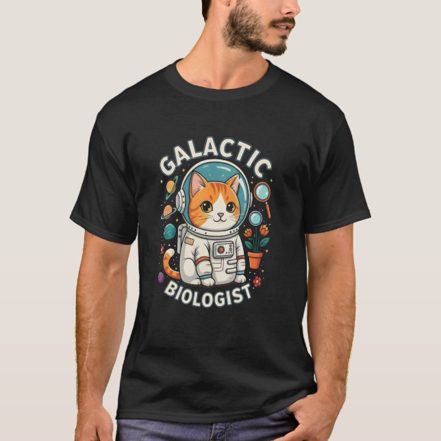 T-shirt Biologiste spatial astronaute félin (Devant)