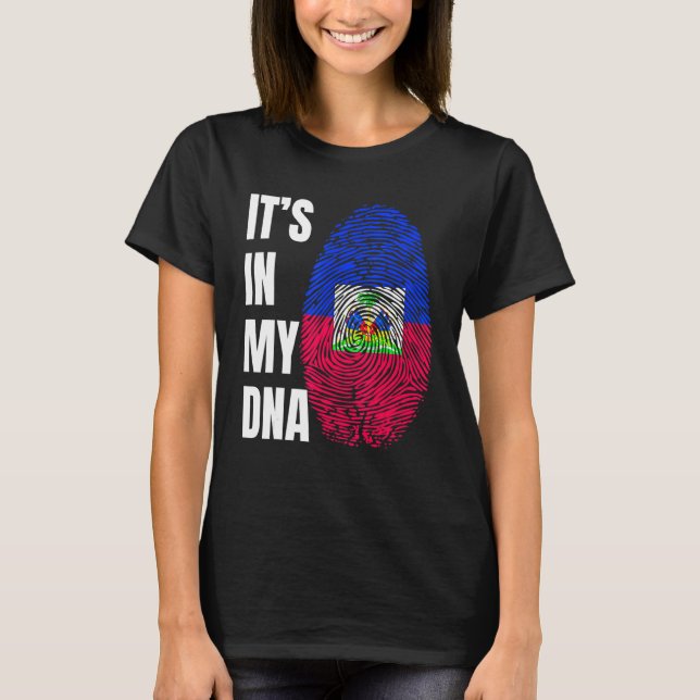 T-shirt Biométrie ADN Empreinte Digitale Drapeau Haïtien H (Devant)