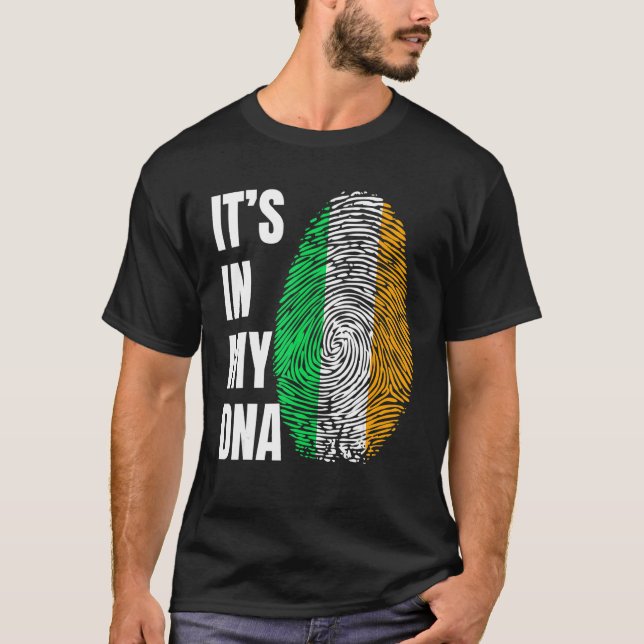 T-shirt Biométrie ADN Empreinte digitale Drapeau irlandais (Devant)