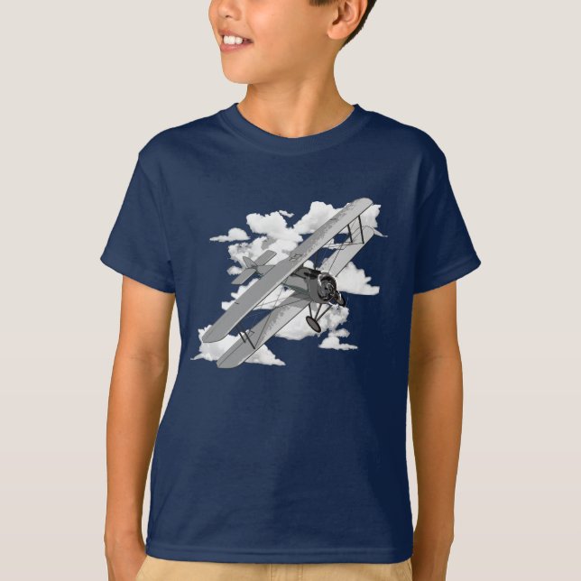 T-shirt Biplan et nuages (Devant)
