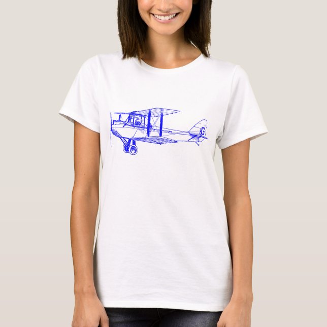 T-shirt Biplane vintage - Bleu (Devant)