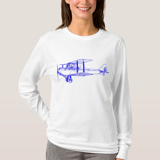 T-shirt Biplane vintage - Bleu (Devant)