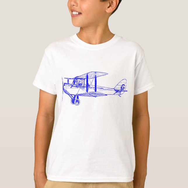 T-shirt Biplane vintage - Bleu (Devant)