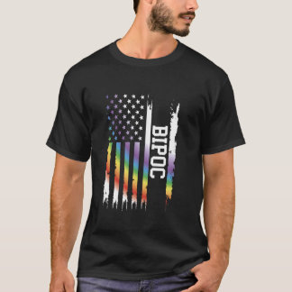 T-shirt BIPOC États-Unis Arc-en-ciel déprimé avec drapeau 