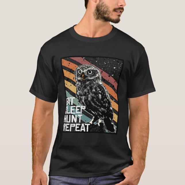 T-shirt Bird Of Prey Raptor Eat Sleep Hunt Repeat Burrowin (Devant)