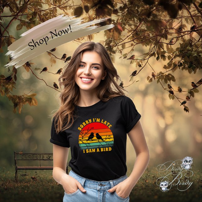 T-shirt Bird Silhouette Retro Sunset Circle Désolé je suis (Créateur téléchargé)