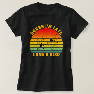 T-shirt Bird Silhouette Retro Sunset Circle Désolé je suis