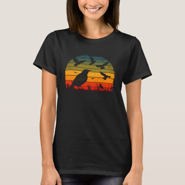 T-shirt Bird Watching Vintage Sunset Retro Graphic (Devant)