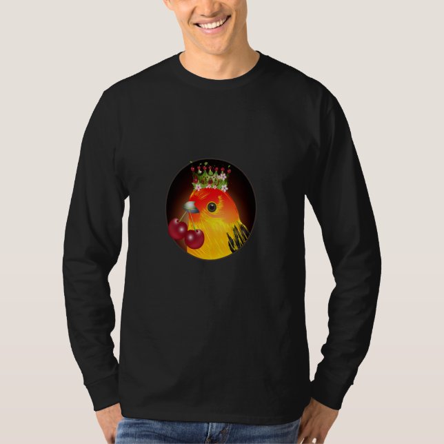 T-shirt Bird with cherries in the beak and cherry crown (Devant)