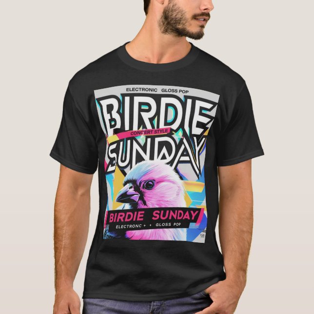 T-shirt Birdie Sunday Electropop Black Tee (Devant)