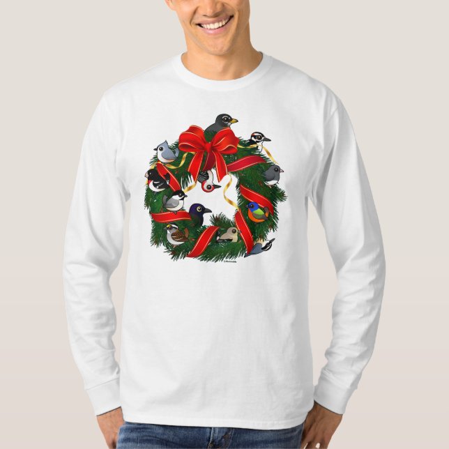 T-shirt Birdorable NA Jardin Birds Christmas Wreath (Devant)