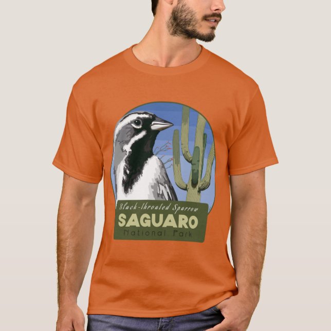 T-shirt Birds and Parks Saguaro National ParkBlackthroated (Devant)