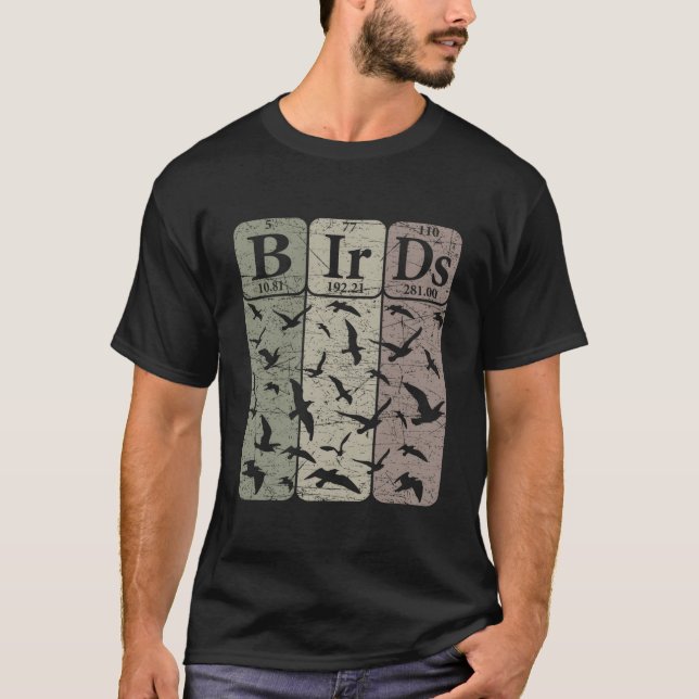 T-shirt Birds Periodic Table Elets Birdwatching Ornitholog (Devant)