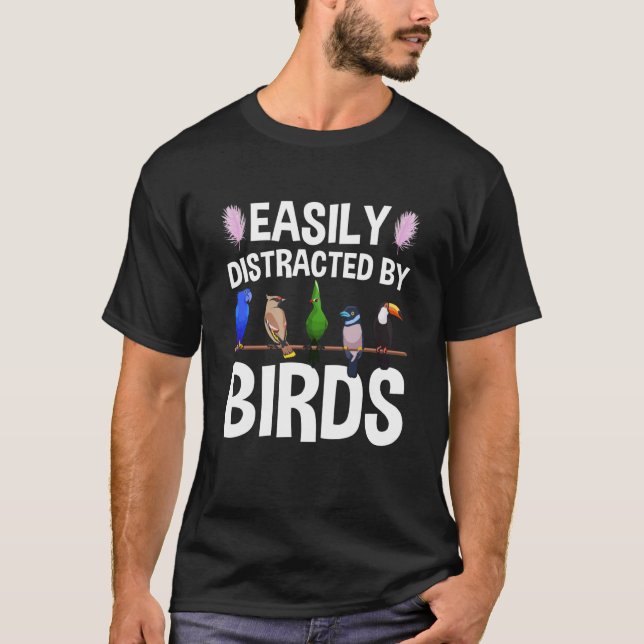 T-shirt Birdwatcher Facilement distrait par Birds Crazy Bi (Devant)