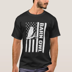 T-shirt Birdwatcher Usa Drapeau 4 Juillet Barn Owl Vintage