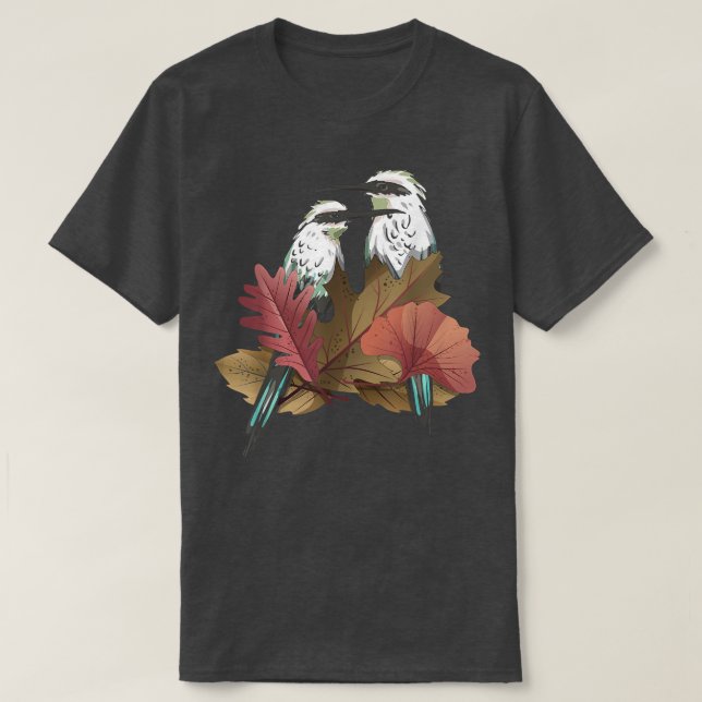 T-shirt Birdwatching Birding Bird Watcher Fall Leaves Autu (Design devant)