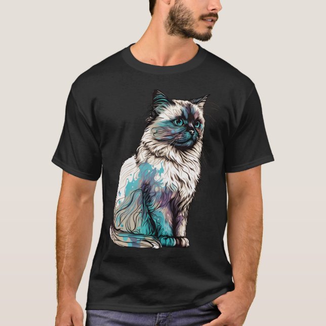 T-shirt Birman Cat Breed Colorful Mom Lady (Devant)