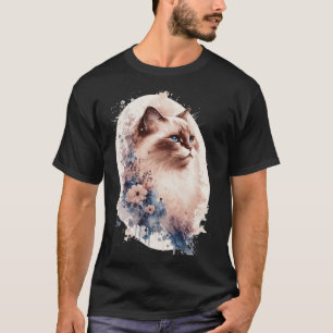 T-shirt Birman Chat Japonais Fleur de Cerisier Floral Chat