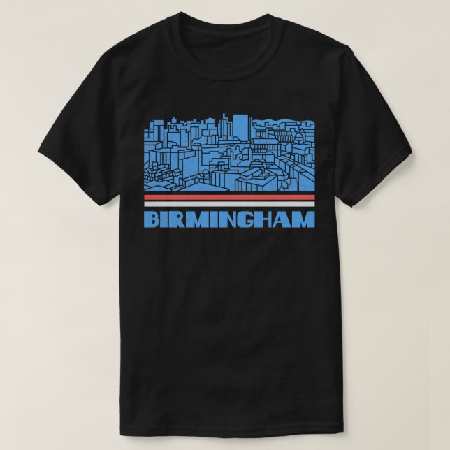 T-shirt Birmingham City Cadeau England City Silhouette Sky (Design devant)