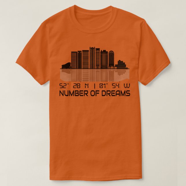 T-shirt Birmingham Skyline Coordonnées GPS Ville (Design devant)