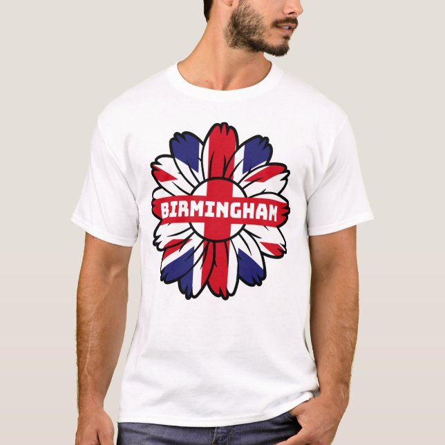 T-shirt Birmingham Union Jack Sunflower British Pride (Devant)