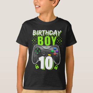 T-shirt Birthday Boy 10 Video Game Controller Gamer 10th