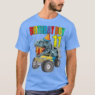 T-shirt Birthday Boy 11 Monster Truck Dinosaur 11e anniver