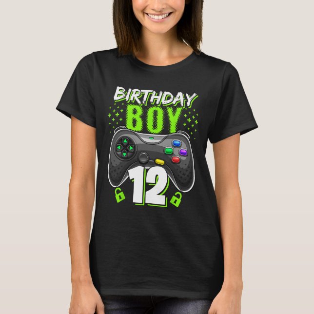 T-shirt Birthday Boy 12 Video Game Controller 12e B (Devant)