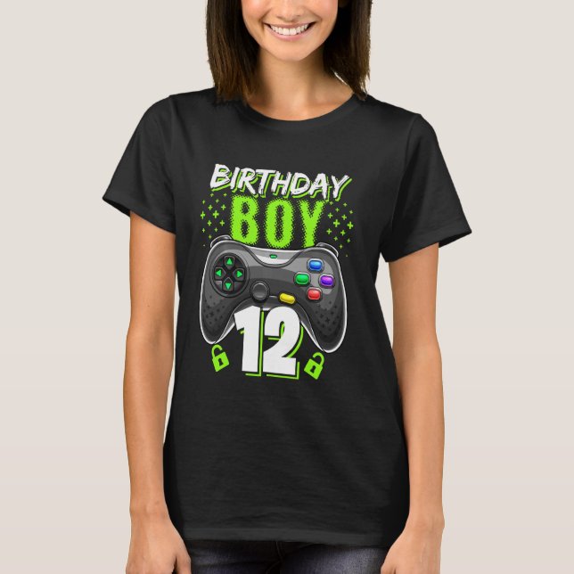 T-shirt Birthday Boy 12 Video Game Controller 12e B (Devant)