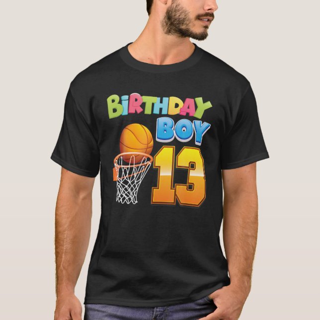 T-shirt Birthday Boy 13 Years Old 13Th Birthday Basketball (Devant)