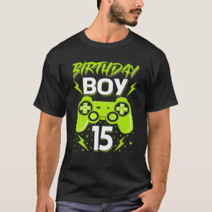 T-shirt Birthday Boy 15 Contrôleur De Jeu Vidéo Gamer 15Th