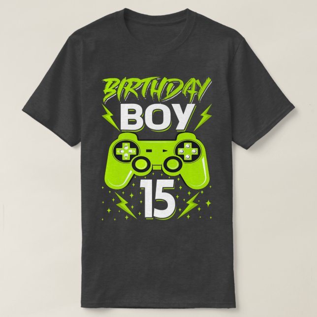 T-shirt Birthday Boy 15 Video Game Controller Gamer 15th B (Design devant)